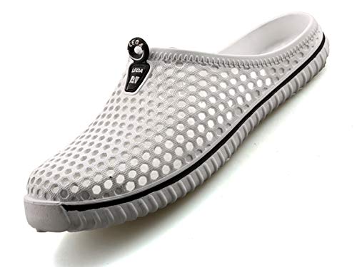Zuecos de Verano para Mujer Hombre Antideslizante Respirable Zapatillas de Playa Blanco 39