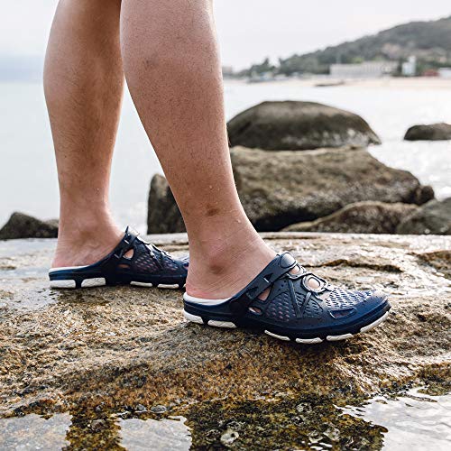 Zuecos Hombre Clogs Sanitarios Zapatillas de Casa Enfermera Trabajo Playa Antideslizantes Sandalias Cocina Jardín Comodos Azul Talla 42