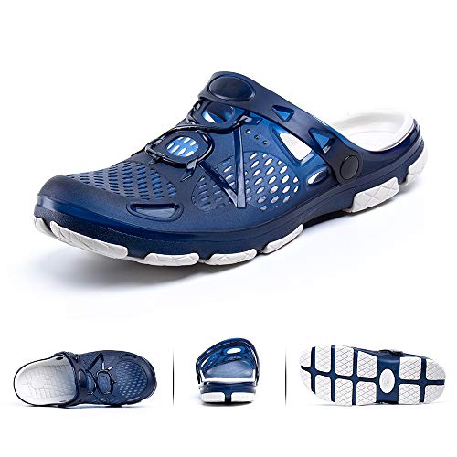 Zuecos Hombre Clogs Sanitarios Zapatillas de Casa Enfermera Trabajo Playa Antideslizantes Sandalias Cocina Jardín Comodos Azul Talla 42
