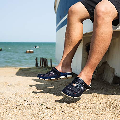 Zuecos Hombre Clogs Sanitarios Zapatillas de Casa Enfermera Trabajo Playa Antideslizantes Sandalias Cocina Jardín Comodos Azul Talla 42
