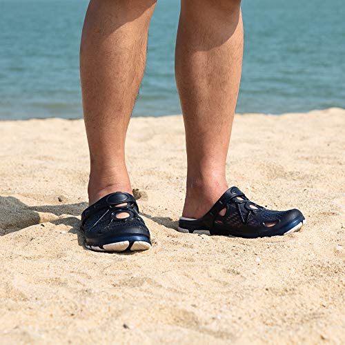 Zuecos Hombre Clogs Sanitarios Zapatillas de Casa Enfermera Trabajo Playa Antideslizantes Sandalias Cocina Jardín Comodos Azul Talla 42