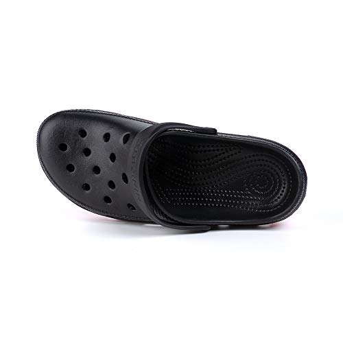Zuecos Hombre Mujer Goma Ligero Zapatillas Cómodo Piscina Verano Clogs Classic da Jardin Respirable 2811 Negro 45