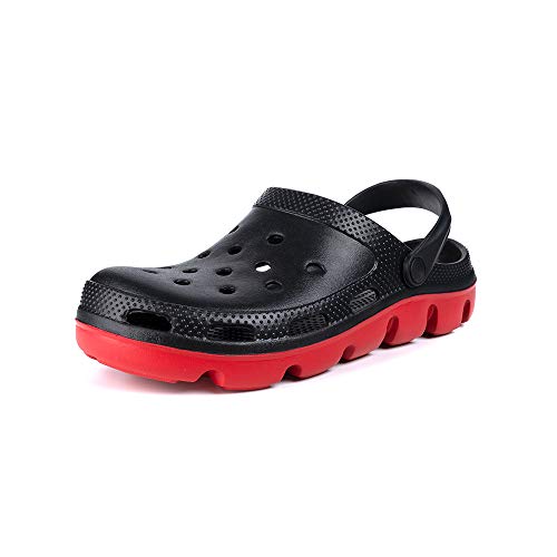 Zuecos Hombre Mujer Goma Ligero Zapatillas Cómodo Piscina Verano Clogs Classic da Jardin Respirable 2811 Negro 45