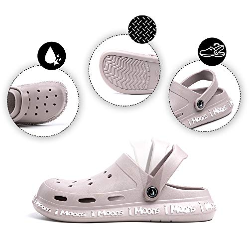 Zuecos Hombre Sandalias de Verano Playa Piscina Zapatillas de Trabajo Hospital Deportivas Ahueca Hacia Respirable 5-Gris EU44