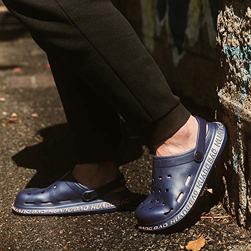 Zuecos Sanitarios Hombre Chanclas Piscina Playa Zapatos Enfermera Sandalias Goma Ducha Trabajo Antideslizante Zapatillas de Casa Azul-2 43 EU