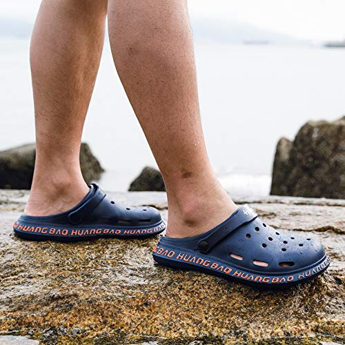 Zuecos Sanitarios Hombre Chanclas Piscina Playa Zapatos Enfermera Sandalias Goma Ducha Trabajo Antideslizante Zapatillas de Casa Azul-2 43 EU