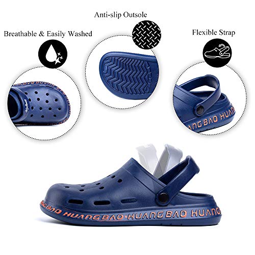 Zuecos Sanitarios Hombre Chanclas Piscina Playa Zapatos Enfermera Sandalias Goma Ducha Trabajo Antideslizante Zapatillas de Casa Azul-2 43 EU