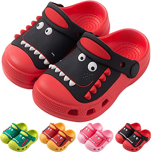 Zuecos y Mules para niña niño Sandalias de Playa Chanclas de Piscina Antideslizante Zapatos de Piscina Jardín Zapatillas Verano,Rojo,EU24/25