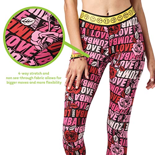 Zumba Dance Fitness Basic Compression Athletic Workout Leggings for Women, Rosa impactante 0, M para Mujer