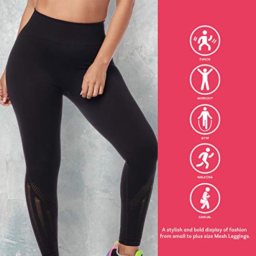 Zumba Dance Workout for Women Fashionable Leggings with Breathable Mesh Panels, Bold Negro B, S para Mujer