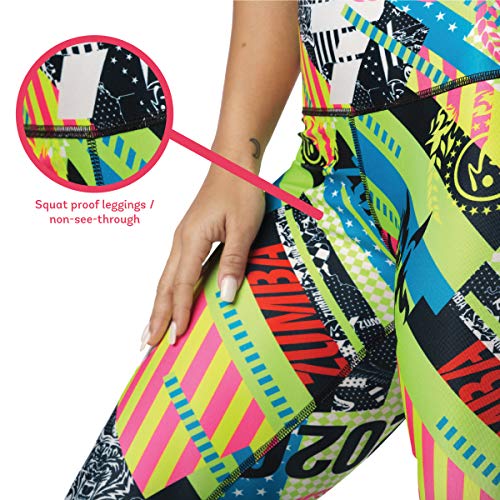 Zumba Leggings de Fitness Cintura Alta Entrenamiento Baile Compresión Pantalones Mujer, Get in Lime, XS