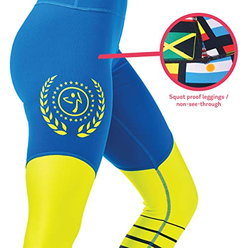 Zumba Leggings de Fitness Cintura Alta Entrenamiento Baile Compresión Pantalones Mujer, Jersey Blue, M