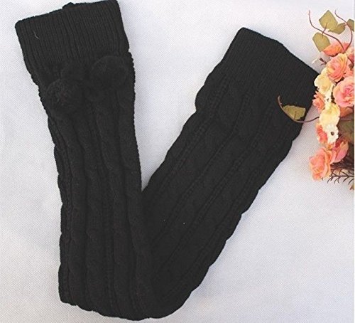 ZUMUii Butterme Womens Extra Grueso Largo De Cable Knit Crochet Knee Calentadores De Pierna Alta con El Otoño De Invierno Knit Calcetines Calcetines De Rodilla(65CM,Negro)