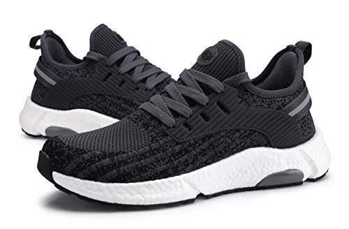 ZUSERIS Unisex Zapatillas para Correr Deportivo Calzados para Correr en Asfalto para Hombre Mujer Outdoor Sneaker Running Casual Gris Oscuro 41EU