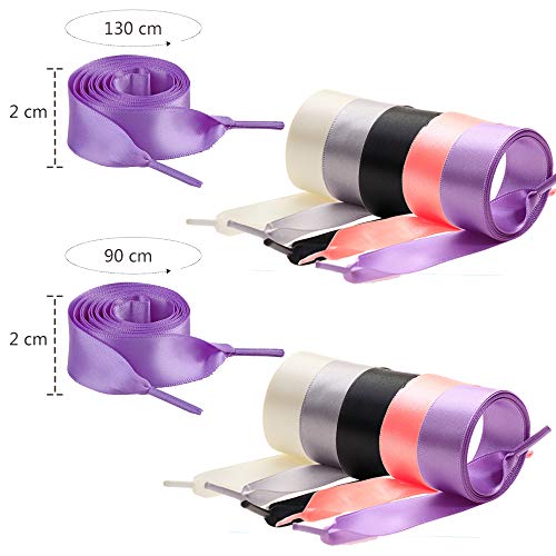 10 pares de cordones de satén Planos de 2cm de ancho para mujeres niñas 5 colores de 90cm/130 cm Cinta de raso larga y planos para calzado deportivo zapatillas para correr de montaña para exteriores