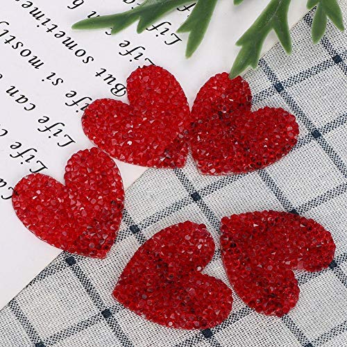10 piezas apliques de diamantes de imitación en forma de corazón parches de cristales de costura de reparación en caliente para ropa zapatos bolsos sombreros cinturón accesorios de joyería(rojo)