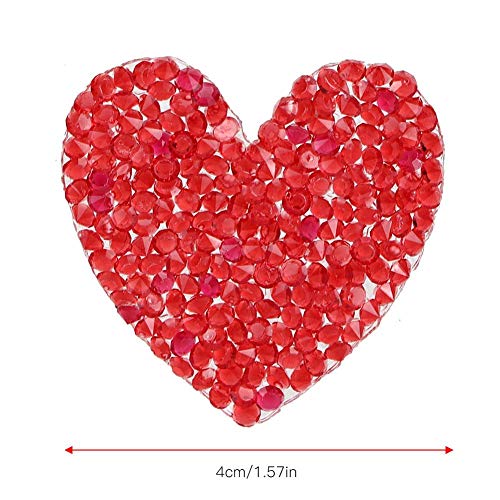 10 piezas apliques de diamantes de imitación en forma de corazón parches de cristales de costura de reparación en caliente para ropa zapatos bolsos sombreros cinturón accesorios de joyería(rojo)