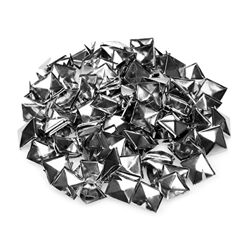 100pcs 2 Dientes Remaches Piramides 12mm Plata Pyramid Studs