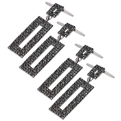 2 Pares de Pinzas Decorativas para Zapatos, rectangulares, para Banquete de Boda, para Mujer, para Botas, Adornos Decorativos con Clip, 1,6 x 6 cm(Gris)