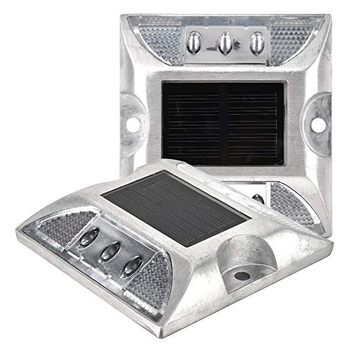 2 piezas Luz solar para suelo, Luces LED, 6 luces de marcador de tierra LED, Lámpara exterior impermeable para carretera, camino, plataforma, muelle, entrada de auto, jardín (blanca)
