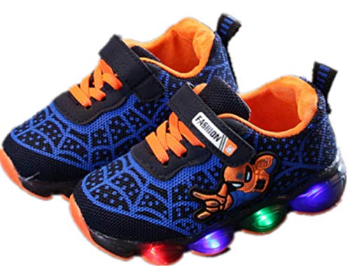 2019 Otoño Nuevos Zapatos Intermitentes para Niños Zapatos Deportivos para Niños Zapatos Spider-Man Zapatos De Suela Blanda (EU26,Azul)