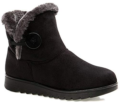 2019 Zapatos Invierno Mujer Botas de Nieve Casual Calzado Piel Forradas Calientes Planas Outdoor Boots Antideslizante Zapatillas para Mujer, Talla 40