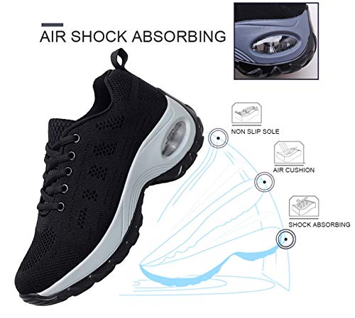 2020 Zapatos cuña Mujer Zapatillas de Deportivas Plataforma Mocasines Primavera Verano Planas Ligero Tacon Sneakers Cómodos Zapatos para Mujer, Black,40 EU