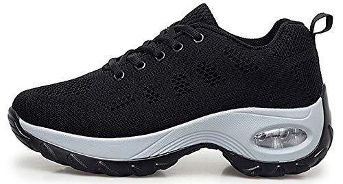 2020 Zapatos cuña Mujer Zapatillas de Deportivas Plataforma Mocasines Primavera Verano Planas Ligero Tacon Sneakers Cómodos Zapatos para Mujer, Black,40 EU