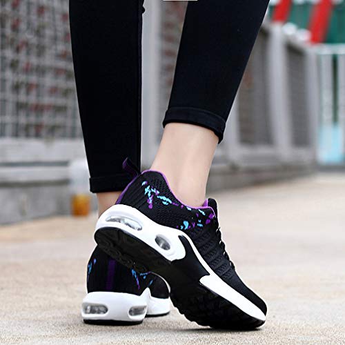 2020 Zapatos cuña Mujer Zapatillas de Deportivas Plataforma Mocasines Primavera Verano Planas Ligero Tacon Sneakers Cómodos Zapatos para Mujer Negro Gris Blanco