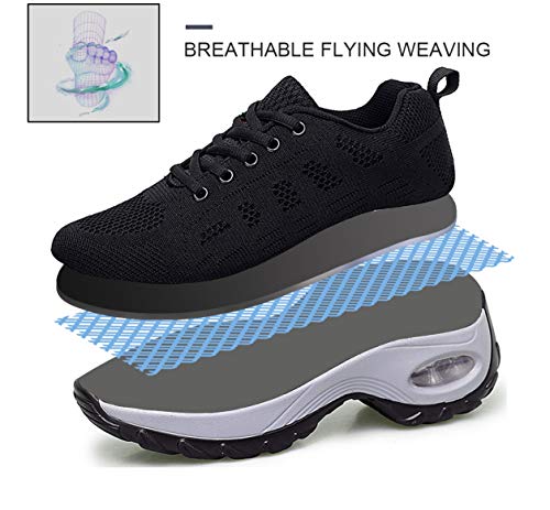 2020 Zapatos cuña Mujer Zapatillas de Deportivas Plataforma Mocasines Primavera Verano Planas Ligero Tacon Sneakers Cómodos Zapatos para Mujer Negro Gris Blanco