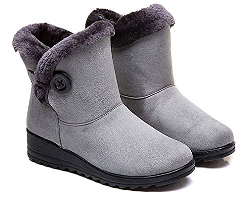 2020 Zapatos Invierno Mujer Botas de Nieve Casual Calzado Piel Forradas Calientes Planas Outdoor Boots Antideslizante Zapatillas para Mujer EU35/fabricante 230,Gris