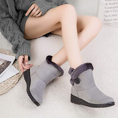 2020 Zapatos Invierno Mujer Botas de Nieve Casual Calzado Piel Forradas Calientes Planas Outdoor Boots Antideslizante Zapatillas para Mujer EU35/fabricante 230,Gris