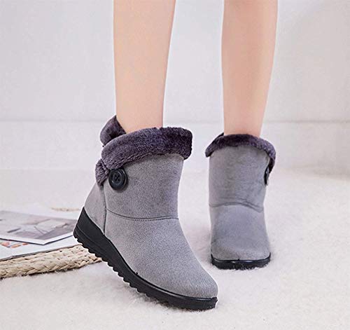 2020 Zapatos Invierno Mujer Botas de Nieve Casual Calzado Piel Forradas Calientes Planas Outdoor Boots Antideslizante Zapatillas para Mujer EU35/fabricante 230,Gris