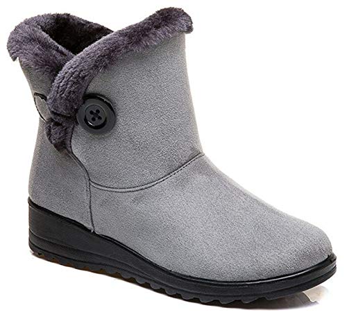 2020 Zapatos Invierno Mujer Botas de Nieve Casual Calzado Piel Forradas Calientes Planas Outdoor Boots Antideslizante Zapatillas para Mujer EU35/fabricante 230,Gris