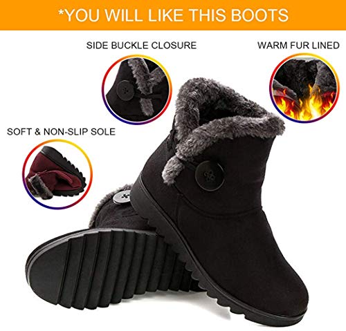 2020 Zapatos Invierno Mujer Botas de Nieve Casual Calzado Piel Forradas Calientes Planas Outdoor Boots Antideslizante Zapatillas para Mujer EU40/fabricante 255,Botines marrones