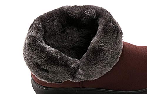 2020 Zapatos Invierno Mujer Botas de Nieve Casual Calzado Piel Forradas Calientes Planas Outdoor Boots Antideslizante Zapatillas para Mujer EU40/fabricante 255,Botines marrones