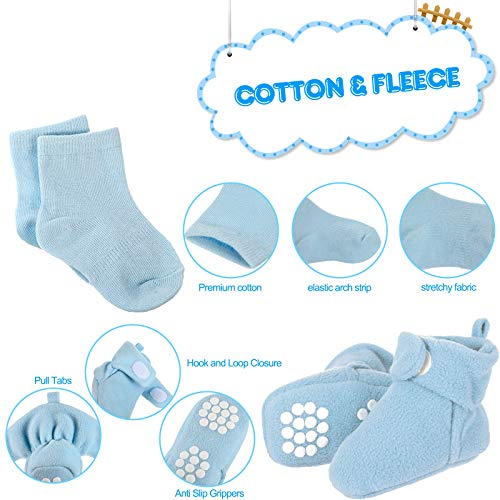 3 Botines de Felpa Bebé, Zapatos con 3 Medias de Algodón, 3 Colores, 0-6 Meses