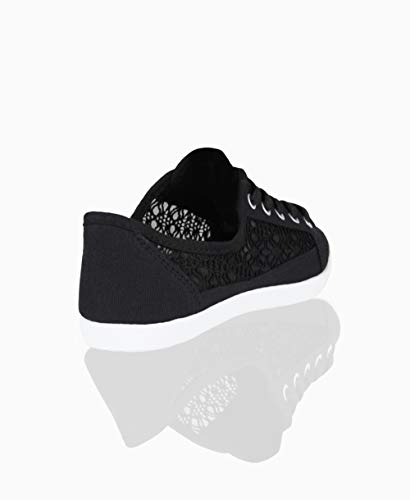 3297-BLK-3, KRISP Zapatilla Mujer Crochet Paseo Moda Cómodas, Negro, 36