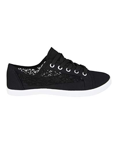 3297-BLK-3, KRISP Zapatilla Mujer Crochet Paseo Moda Cómodas, Negro, 36
