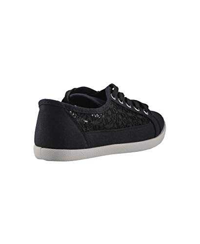 3297-BLK-3, KRISP Zapatilla Mujer Crochet Paseo Moda Cómodas, Negro, 36