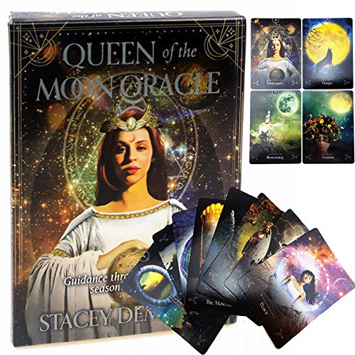 44 Sheets Queen of The Moon Oracle Tarjetas: Juego de Mesa Divination Game Apps Card Fun Tarjetas de Juego para la Fiesta