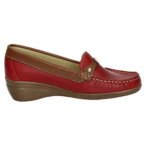 48 HORAS 913003/45 Mocasines Piel 48 HR Mujer Zapatos MOCASÍN Rojo 41