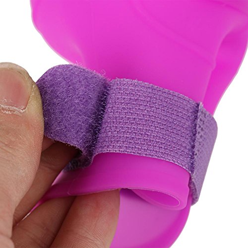 4Pcs Lluvia Zapatos Perro Mascota de Silicona Impermeable Antideslizante Zapatos de Lluvia de Protección para Perros Peque?os Animales(M púrpura)
