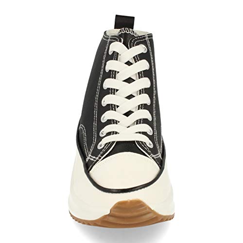 53754-Zapatilla Abotinada, Comodas, Estilo Bamba y Casual, de Polipiel, con Plataforma, Cierre de Cordones, Otono Invierno 2020. Talla 41 Negro