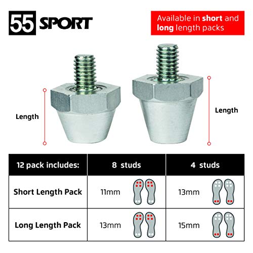 55 Sport - Tacos de Repuesto de Fútbol Compatible con Botas Nike - S (8x11 + 4x13 mm)