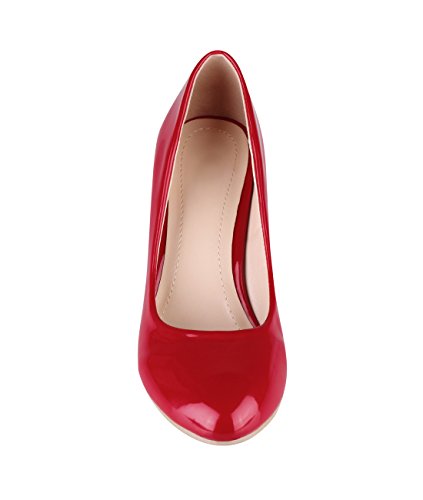 5790-RED-5, KRISP Zapatos Tacón Salón Elegantes Baratos Fiesta, Rojo (5790), 38