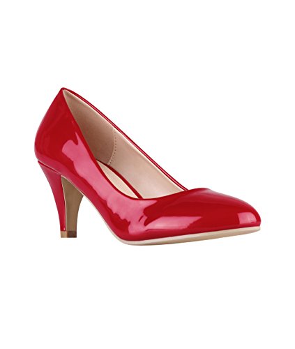 5790-RED-5, KRISP Zapatos Tacón Salón Elegantes Baratos Fiesta, Rojo (5790), 38