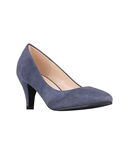 5792-NVY-6, KRISP Zapatos Tacón Salón Elegantes Baratos Fiesta, Azul Marino (5792), 39