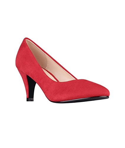 5792-RED-4, KRISP Zapatos Tacón Salón Elegantes Baratos Fiesta, Rojo (5792), 37