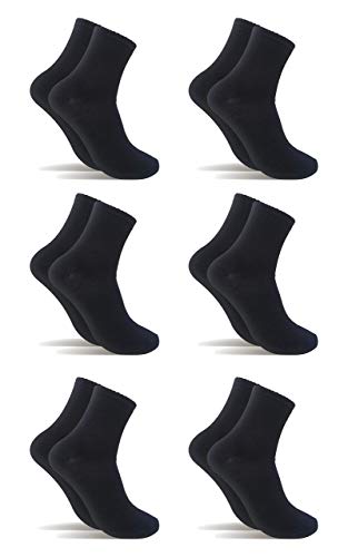 6 Pares Calcetines de tenis corte medio (Negro, 40-46)